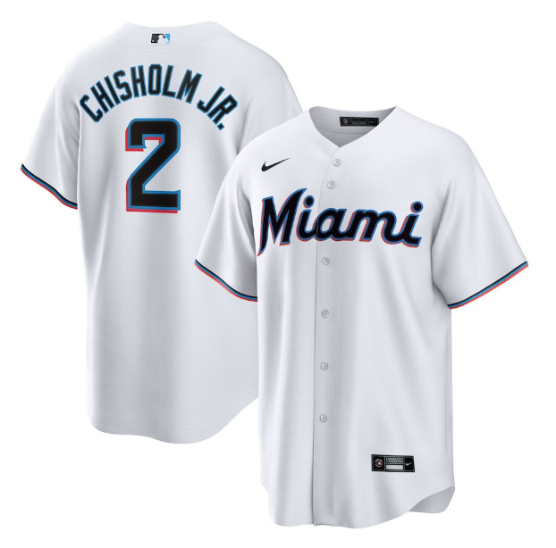 Men's Miami Marlins #2 Jazz Chisholm Jr. White Cool Base Stitched Jersey->new york mets->MLB Jersey