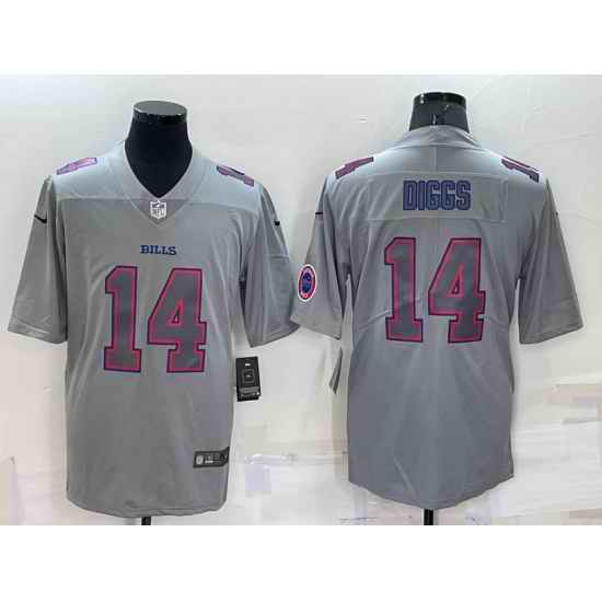 Men Buffalo Bills #14 Stefon Diggs Grey With Patch Atmosphere Fashion Stitched Jersey->cleveland browns->NFL Jersey