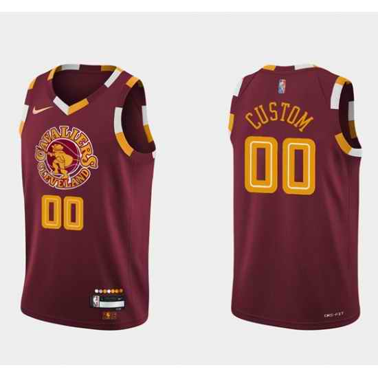 Men Women Youth Toddler Cleveland Cavaliers Active Player Custom Wine Red 2021 2022 75th Anniversary City Edition Swingman Stitched Jersey->customized nba jersey->Custom Jersey
