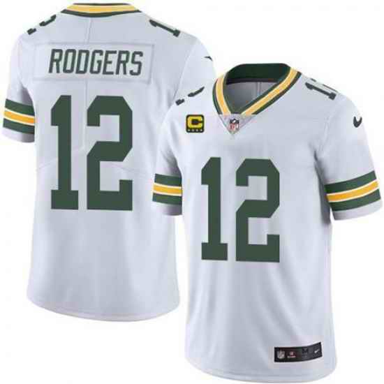 Men Green Bay Packers #12 Aaron Rodgers White With 4-star C Patch Vapor Untouchable Stitched NFL Limited Jersey->green bay packers->NFL Jersey