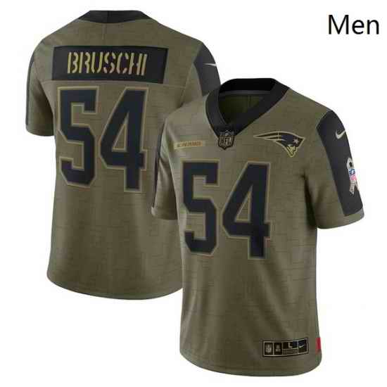 Men's New England Patriots Tedy Bruschi Nike Olive 2021 Salute To Service Retired Player Limited Jersey->new england patriots->NFL Jersey