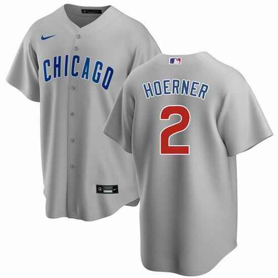 Men Chicago Cubs #2 Nico Hoerner Grey Cool Base Stitched Baseball jersey->chicago cubs->MLB Jersey