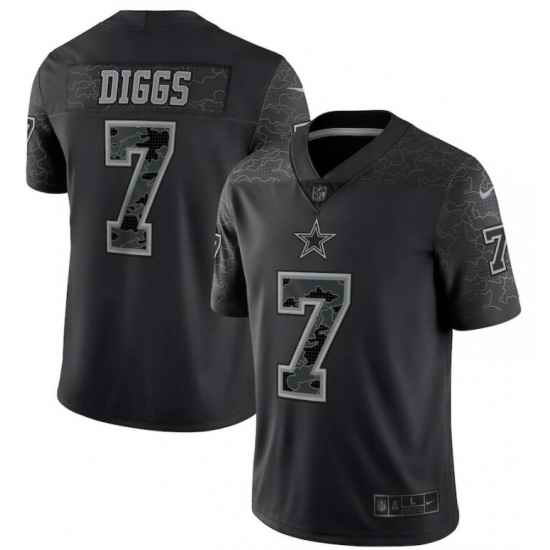 Men's Nike Dallas Cowboys Trevon Diggs #7 Black RFLCTV Limited Jersey->dallas cowboys->NFL Jersey