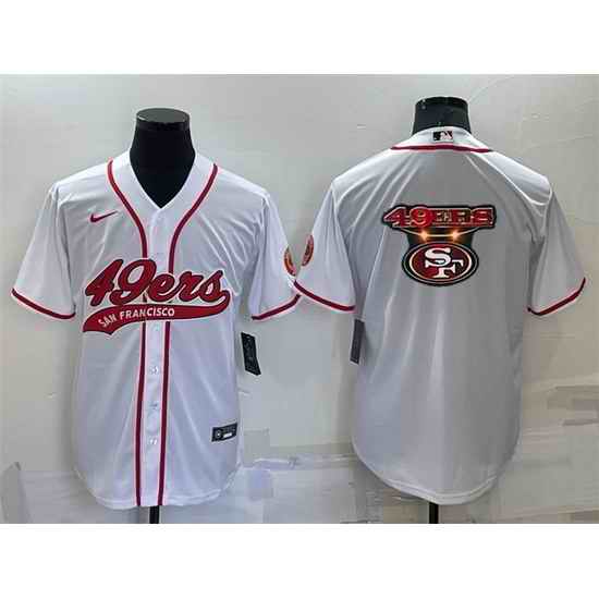 Men San Francisco 49ers White Team Big Logo With Patch Cool Base Stitched Baseball Jersey->pittsburgh steelers->NFL Jersey