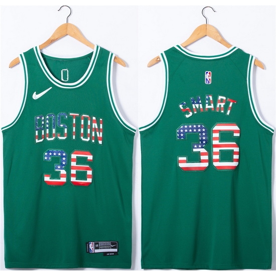 Men Boston Celtics #36 Marcus Smart USA Flag Green Stitched Jersey->nba shorts->NBA Jersey