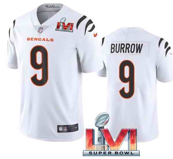 Nike Bengals #9 Joe Burrow White 2022 Super Bowl LVI Vapor Limited Jersey->cincinnati bengals->NFL Jersey