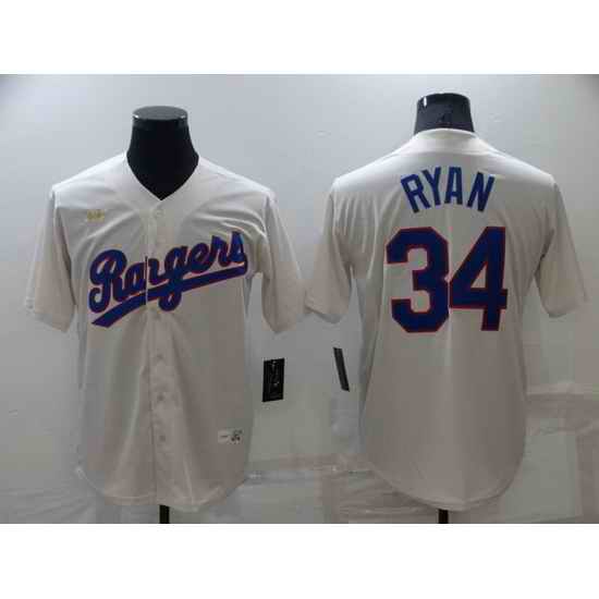 Men Texas Rangers #34 Nolan Ryan Cream Cool Base Stitched Baseball jersey->texas rangers->MLB Jersey