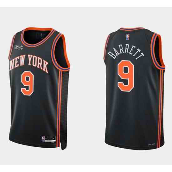 New Yok New York Knicks #9 Rj Barrett Black 75th Anniversary Stitched Swingman Basketball Jersey->philadelphia 76ers->NBA Jersey