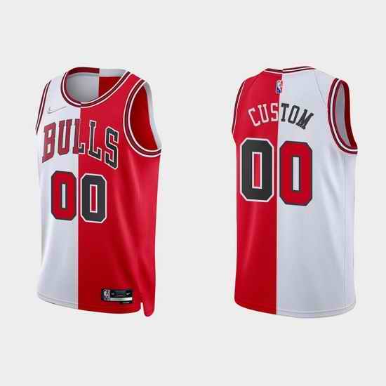 Men Women Youth Toddler Chicago Bulls Red White Split Custom Nike NBA Stitched Jersey->customized nba jersey->Custom Jersey