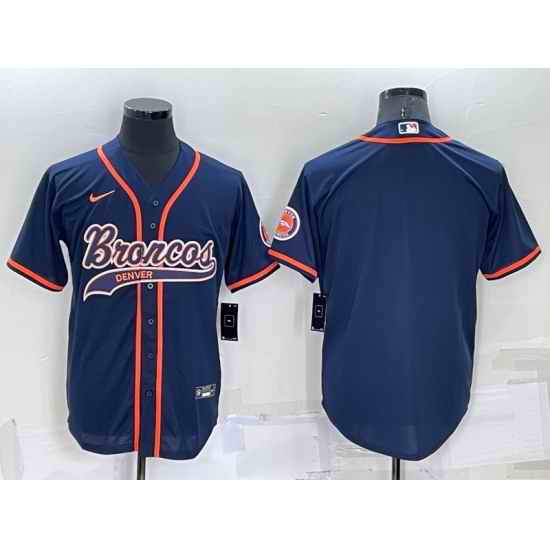 Men Denver Broncos Blank Navy Cool Base Stitched Baseball Jersey->denver broncos->NFL Jersey