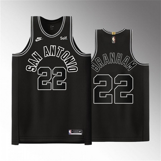 Men San Antonio Spurs #22 Malaki Branham Black Stitched Basketball Jersey->portland trail blazers->NBA Jersey