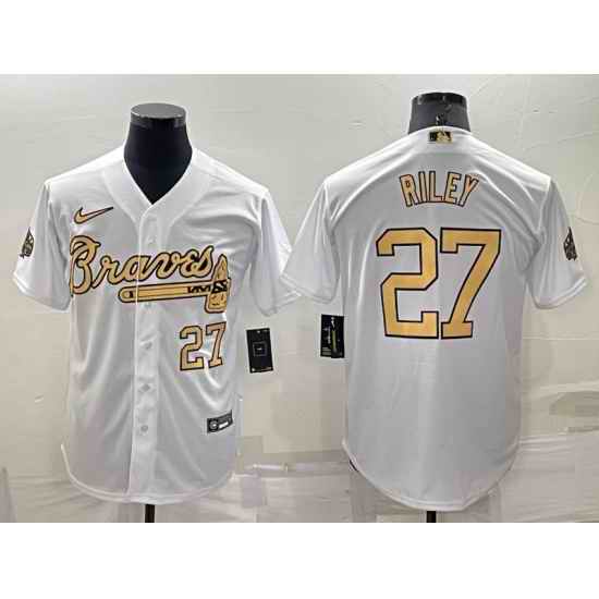 Men Atlanta Braves #27 Austin Riley 2022 All Star White Cool Base Stitched Baseball Jersey->chicago cubs->MLB Jersey