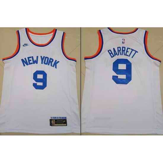 Men New York Knicks #9 R J Barrett 75th Anniversary 2021 2022 City Edition NBA Jersey->portland trail blazers->NBA Jersey