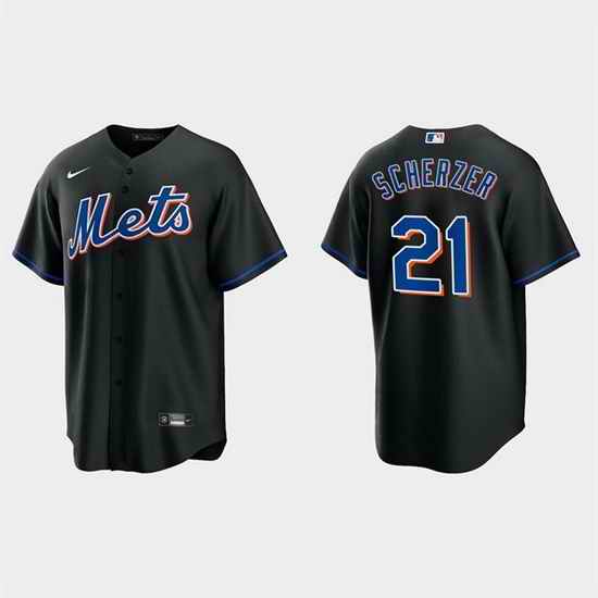 Men New York Mets #21 Max Scherzer Black Cool Base Stitched Baseball jersey->new york mets->MLB Jersey