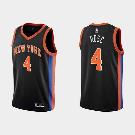 Men New Yok Knicks #4 Derick Rose 2022 23 Black City Edition Stitched Basketball Jersey->new orleans pelicans->NBA Jersey