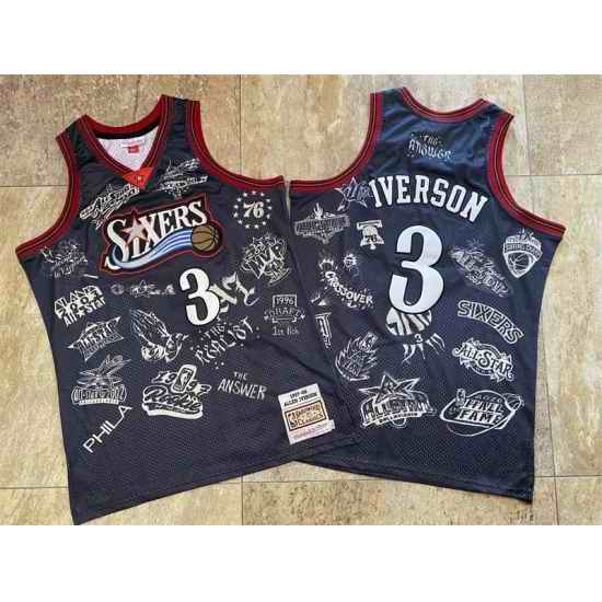 Philadelphia 76ers #3 Allen Iverson Black 1997 98 Hardwood Classics Jersey->philadelphia 76ers->NBA Jersey