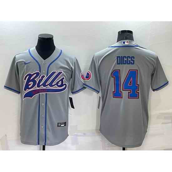 Men Buffalo Bills #14 Stefon Diggs Gray Cool Base Stitched Baseball Jersey->women nfl jersey->Women Jersey