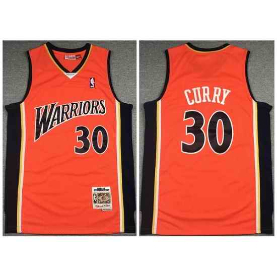 Men Golden State Warriors 30 Stephen Curry Orange 2009 #10 Throwback Stitched Jersey->golden state warriors->NBA Jersey
