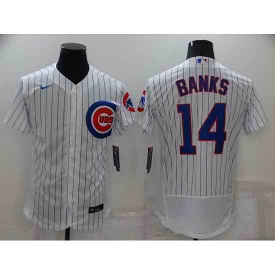 Men Chicago Cubs #14 Ernie Banks White Flex Base Stitched jersey->chicago cubs->MLB Jersey