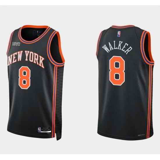 New Yok New York Knicks #8 Kemba Walker Black 75th Anniversary Stitched Swingman Basketball Jersey->philadelphia 76ers->NBA Jersey