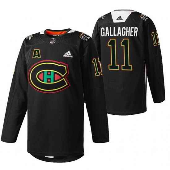 Men Montreal Canadiens #11 Brendan Gallagher 2022 Black Warm Up History Night Stitched Jerse->adidas yeezy->Sneakers