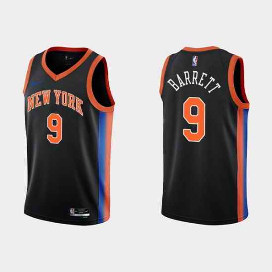 Men New Yok New York Knicks #9 RJ Barrett 2022 23 Black City Edition Stitched Basketball Jersey->orlando magic->NBA Jersey