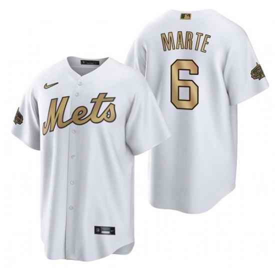 Men New York Mets #6 Starling Marte 2022 All Star White Cool Base Stitched Baseball Jersey->los angeles dodgers->MLB Jersey