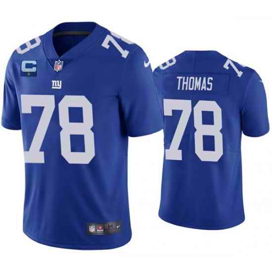 Men New York Giants #78 Andrew Thomas Blue With C Patch Vapor Untouchable Limited Stitched Jersey->new york giants->NFL Jersey