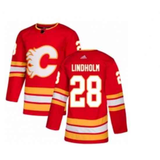 Men Calgary Flames #28 Elias Lindholm Red Stitched NHL Jersey->florida panthers->NHL Jersey