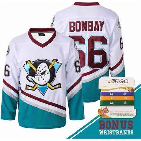 Men Adidas Mighty Ducks #66 Gordon Bombay White Stitched Hockey Jersey->los angeles kings->NHL Jersey