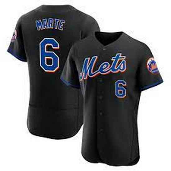 Men Nike New York Mets #6 Starling Marte Black Flex Base Stitched MLB Jersey->los angeles dodgers->MLB Jersey
