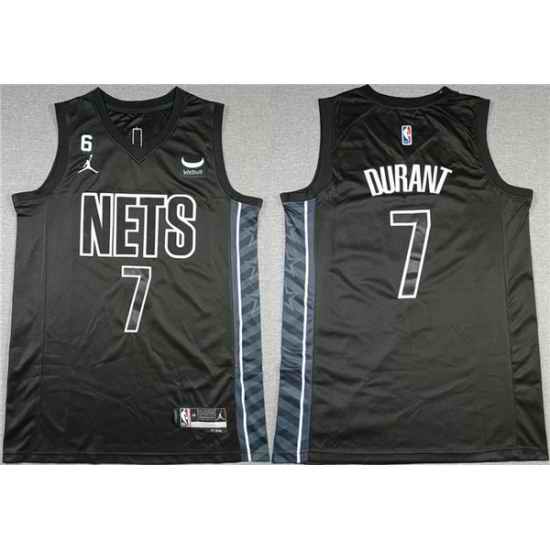 Men Brooklyn Nets 7 Kevin Durant Black2022 23 Statement Edition No #6 Patch Stitched Basketball Jersey->charlotte hornets->NBA Jersey