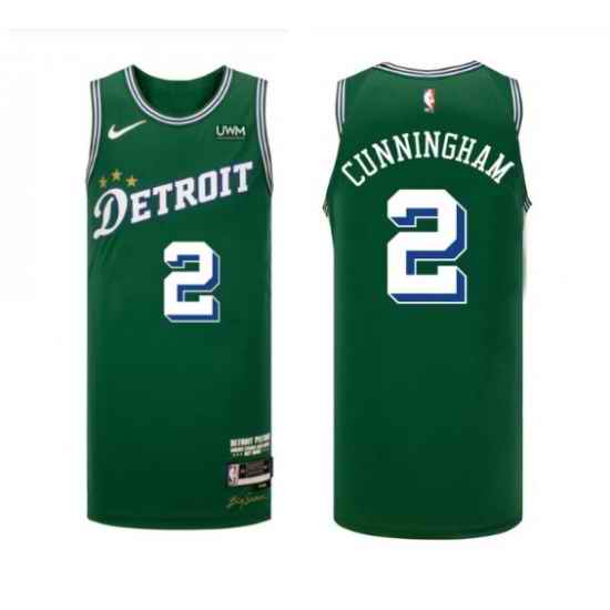 Men Detroit Pistons #2 Cade Cunningham Green 2022 23 City Edition Stitched Basketball Jersey->golden state warriors->NBA Jersey