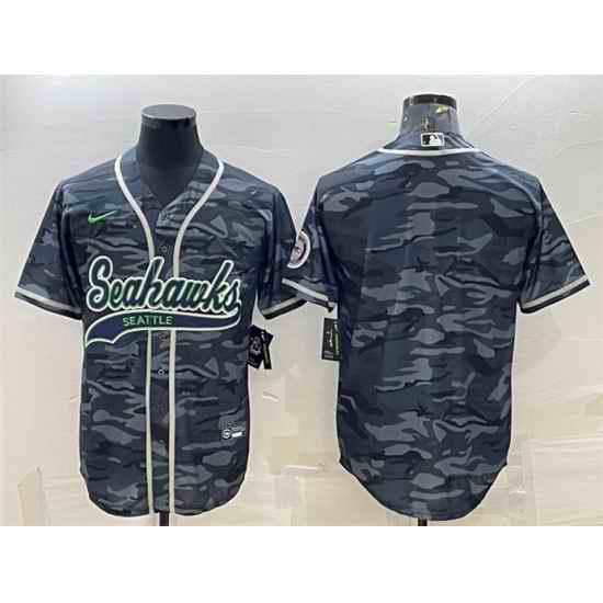 Men Seattle Seahawks Blank Grey Camo With Patch Cool Base Stitched Baseball Jersey->seattle seahawks->NFL Jersey