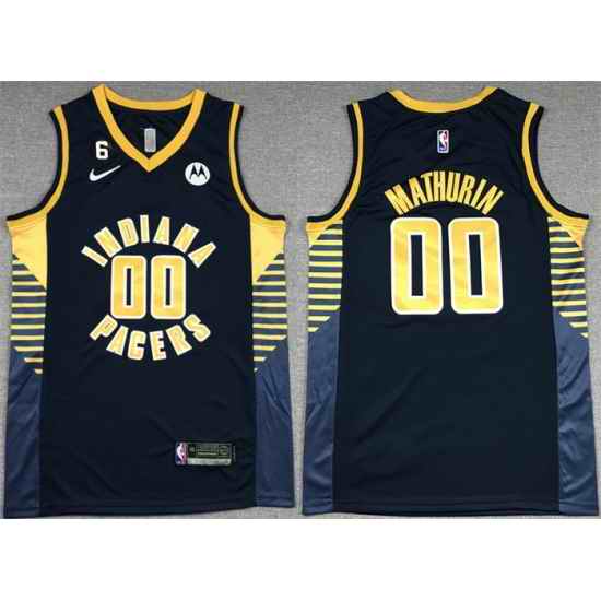 Men Indiana Pacers #00 Bennedict Mathurin Black With NO #6 Patch Stitched Basketball Jersey->los angeles clippers->NBA Jersey