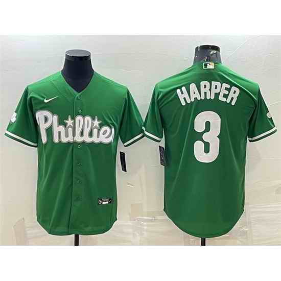Men Philadelphia Phillies #3 Bryce Harper Green Cool Base Stitched Baseball Jersey->minnesota twins->MLB Jersey