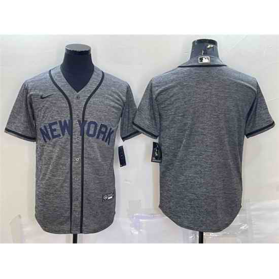 Men New York Yankees Blank Grey Cool Base Stitched Jersey->new york mets->MLB Jersey