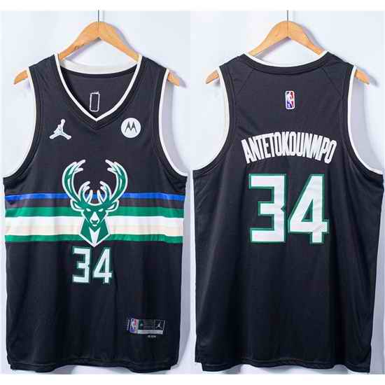Men Milwaukee Bucks #34 Giannis Antetokounmpo Black Stitched Basketball Jersey->minnesota timberwolves->NBA Jersey