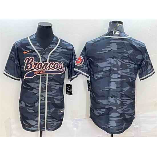 Men Denver Broncos Blank Grey Camo With Patch Cool Base Stitched Baseball Jersey->green bay packers->NFL Jersey
