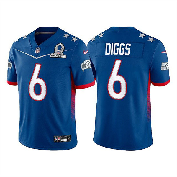 Men’s Seattle Seahawks #6 Quandre Diggs 2022 Royal NFC Pro Bowl Stitched Jersey->2022 pro bowl->NFL Jersey