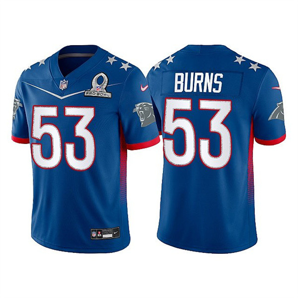 Men’s Carolina Panthers #53 Brian Burns 2022 Royal NFC Pro Bowl Stitched Jersey->2022 pro bowl->NFL Jersey
