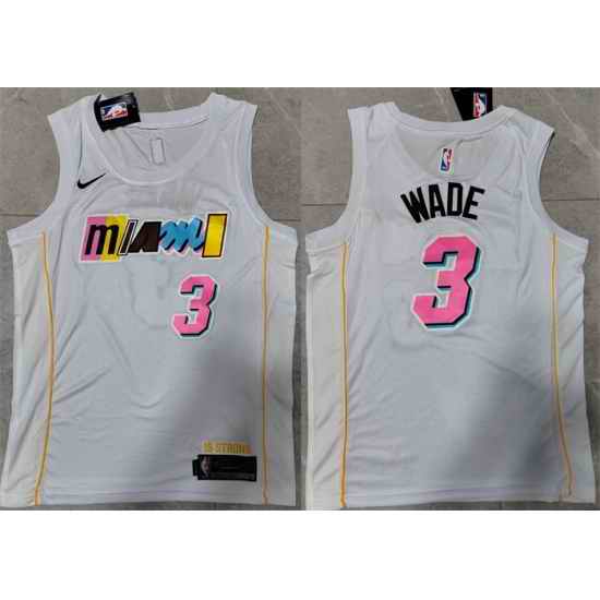 Men Miami Heat #3 Dwyane Wade 2022 23 White City Edition Stitched Jersey->memphis grizzlies->NBA Jersey