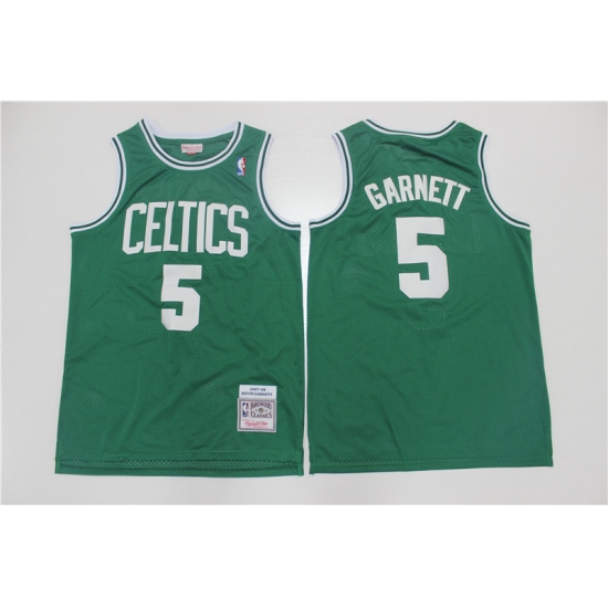 Men Boston Celtics #5 Kevin Garnett Green Throwback Stitched NBA Jersey->youth mlb jersey->Youth Jersey