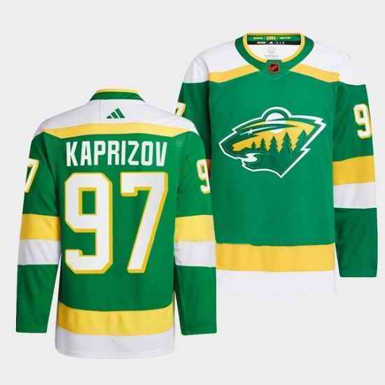 Men Minnesota Wild 97 Kirill Kaprizov Green 2022 #23 Reverse Retro Stitched Jersey->montreal canadiens->NHL Jersey