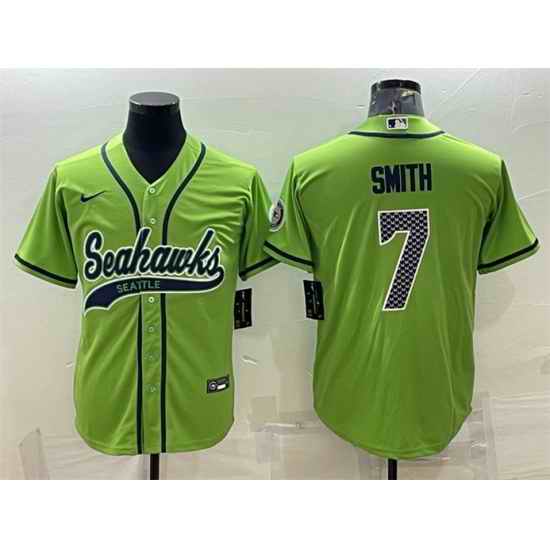 Men Seattle Seahawks #7 Geno Smith Green With Patch Cool Base Stitched Baseball Jersey->seattle seahawks->NFL Jersey