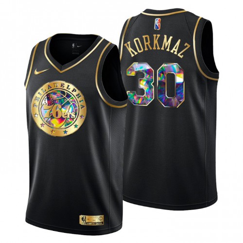 Philadelphia Philadelphia 76ers #30 Furkan Korkmaz Men’s Golden Edition Diamond Logo 2021/22 Swingman Jersey – Black Men’s->philadelphia 76ers->NBA Jersey