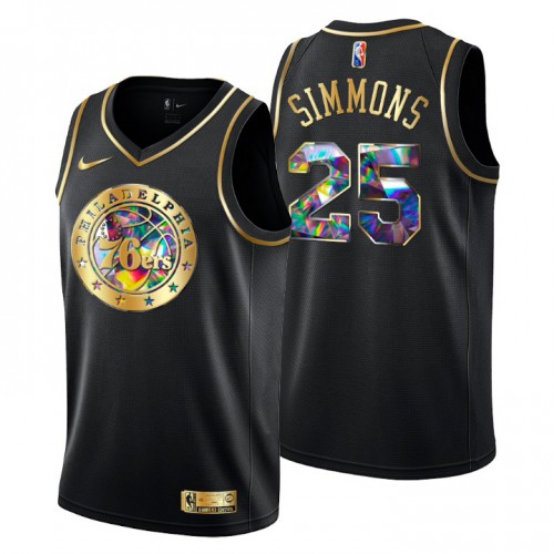 Philadelphia Philadelphia 76ers #25 Ben Simmons Men’s Golden Edition Diamond Logo 2021/22 Swingman Jersey – Black Men’s->utah jazz->NBA Jersey