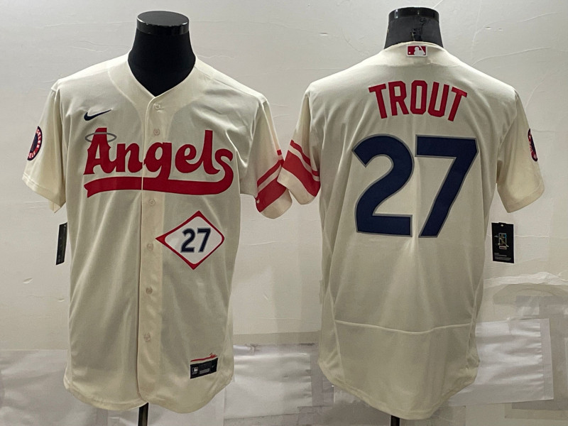 Angels #27 Mike Trout Cream 2022 City Connect Flexbase Jersey->los angeles angels->MLB Jersey
