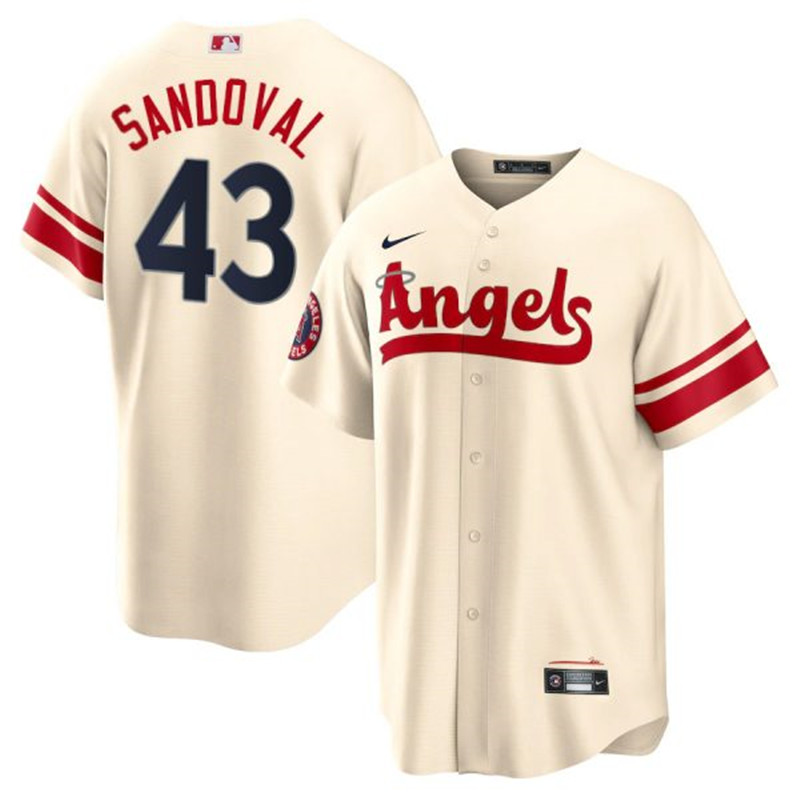 Angels #43 Patrick Sandoval Cream 2022 City Connect Cool Base Jersey->los angeles angels->MLB Jersey