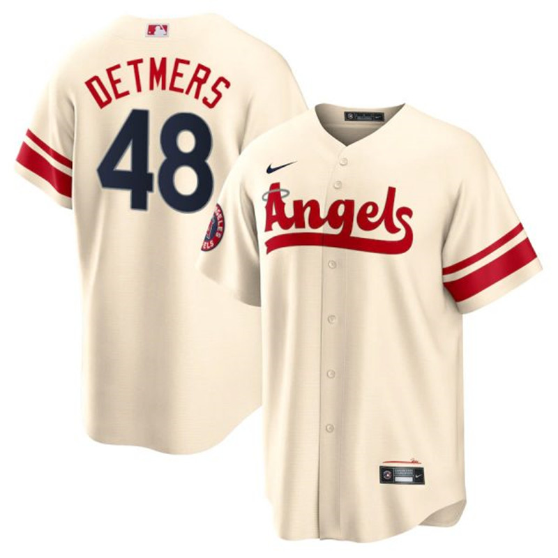 Angels #48 Reid Detmers Cream 2022 City Connect Cool Base Jersey->los angeles angels->MLB Jersey